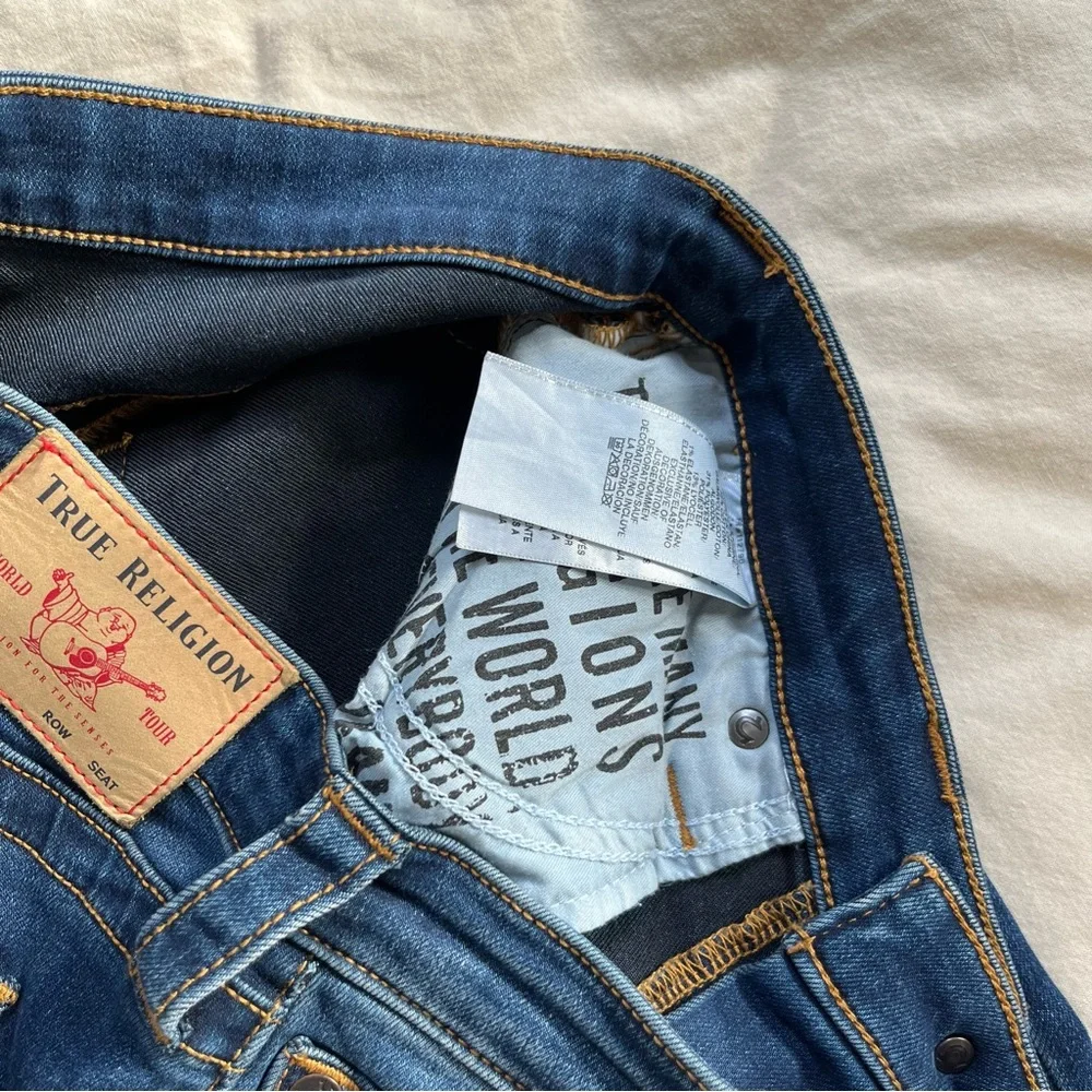 Women’s True Religion Billie Mid-Rise Straight Raw-Hem Blue‎ Jeans - Picture 4 of 7